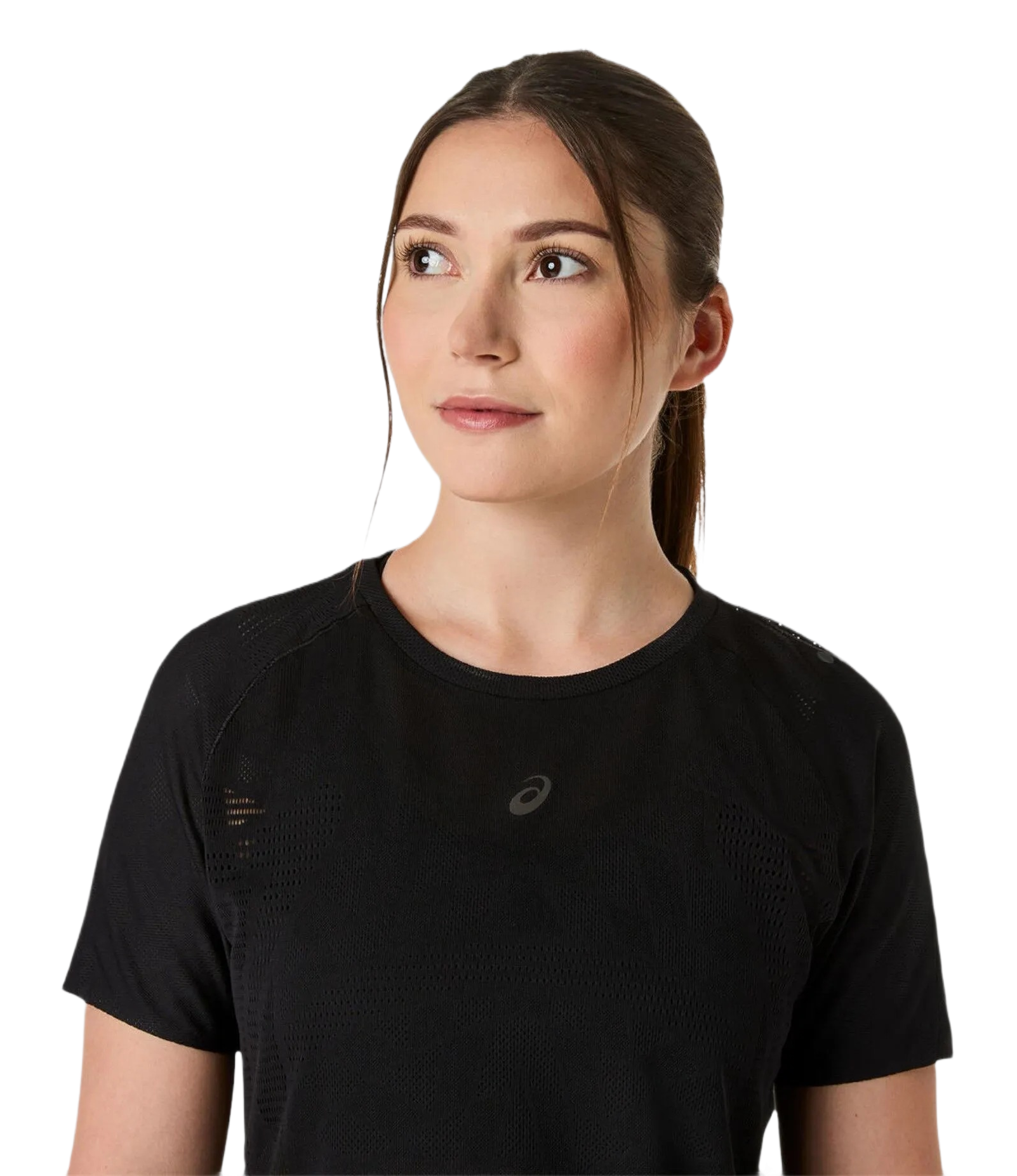 Tee-shirt running à manches courtes ultra respirant femme Asics METARUN TOP Noir Blanc (7)