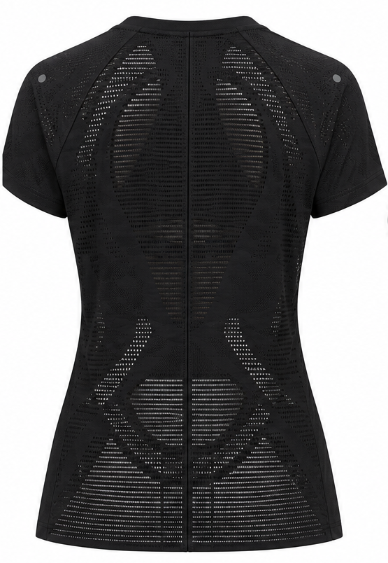 Tee-shirt running à manches courtes ultra respirant femme Asics METARUN TOP Noir Blanc (2)