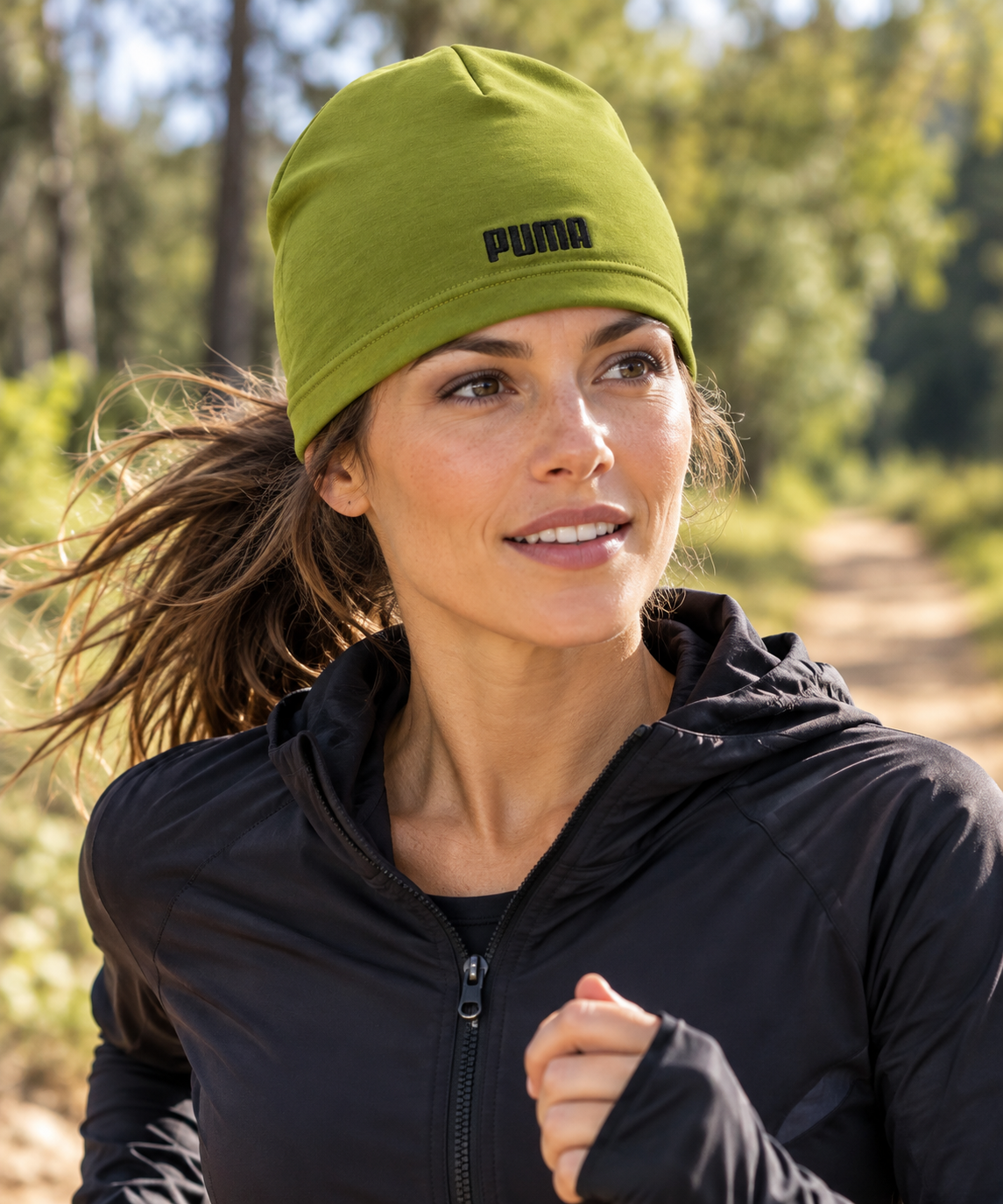 Bonnet doux et léger unisexe Puma Essentials Slouchy Cuffles Vert olive (4)