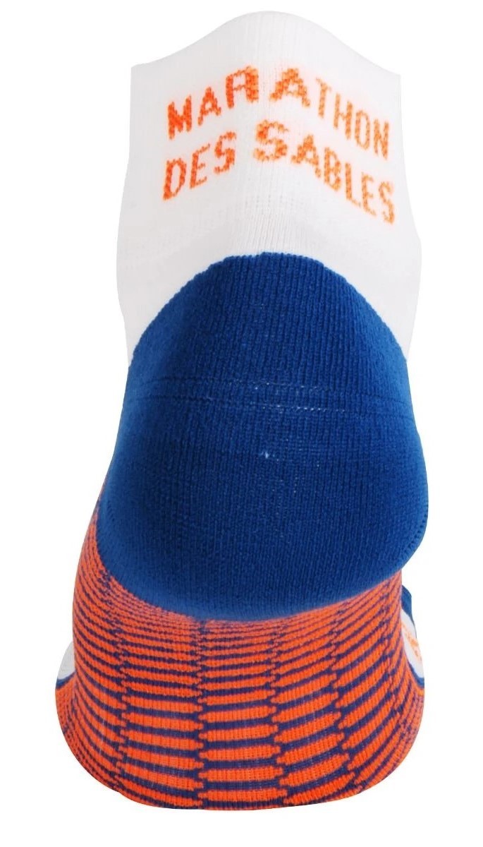 1109 Chaussettes tige courte running-trail RYWAN MARATHON DES SABLES The Legendary Blanc Bleu Orange Fluo 3