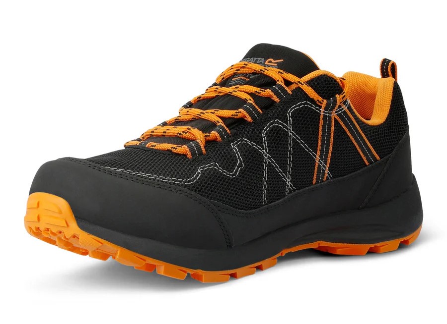 Chaussures marche homme Regatta SAMARIS LITE LOW Noir Orange flamme (2)