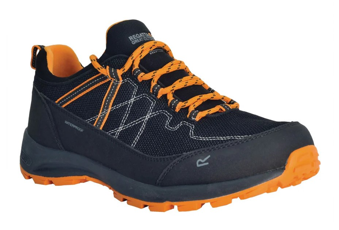 Chaussures marche homme Regatta SAMARIS LITE LOW Noir Orange flamme (1)