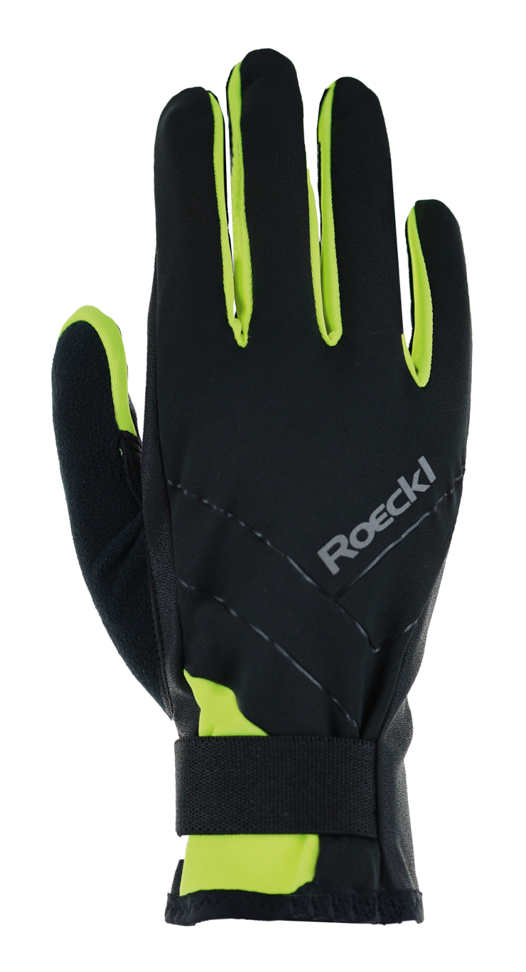 Gants polyvalents outdoor unisexe Roeckl Lillby Noir Jaune fluo (1)