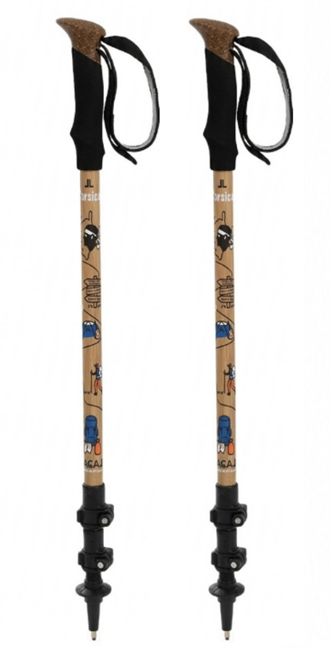 Bâtons randonnée télescopiques unisexe Lacal Nature Stick 135 CORSICA Bois Noir Bleu Orange (3)