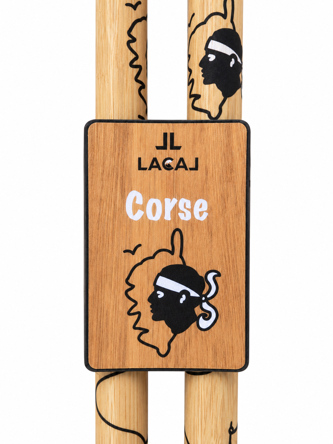 Bâtons randonnée télescopiques unisexe Lacal Nature Stick 135 CORSICA Bois Noir Bleu Orange (4)
