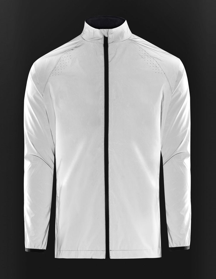 Coupe-vent running réfléchissant zippé femme Higher State Blanc Noir (4)