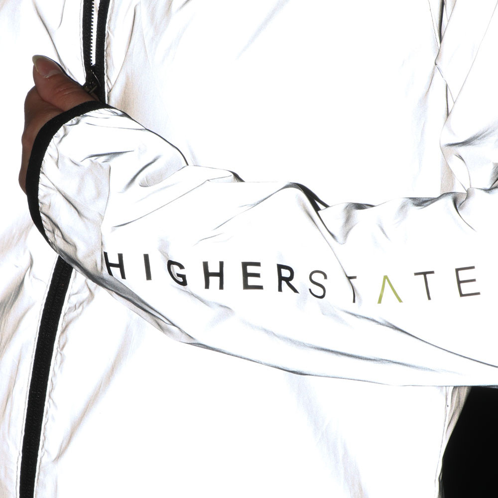 Coupe-vent running réfléchissant zippé femme Higher State Blanc Noir (6)