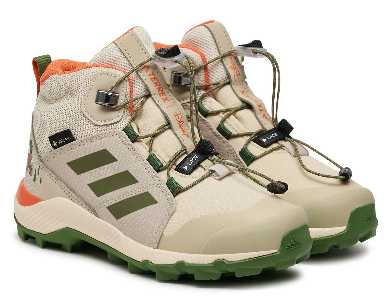 Chaussures marche junior Adidas TERREX MID GTX DISNEY Beige Vert kaki Orange 2