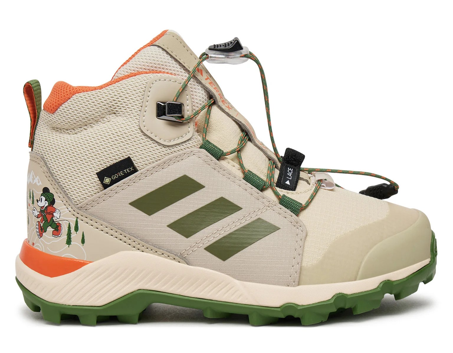 Chaussures marche junior Adidas TERREX MID GTX DISNEY Beige Vert kaki Orange