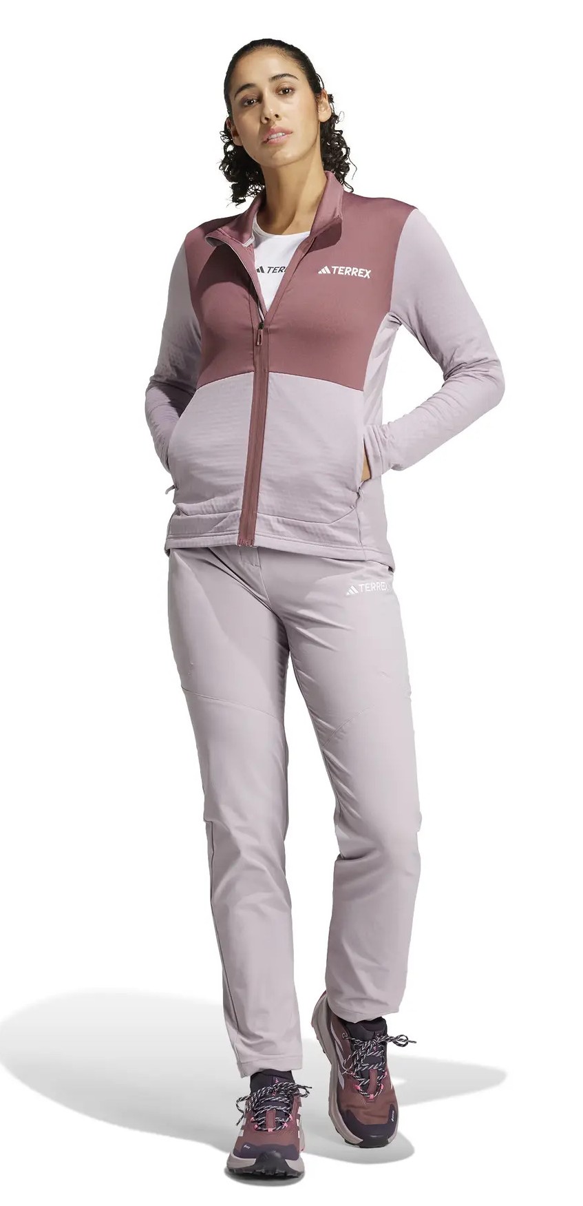 Haut de sport technique zippé femme Adidas W MT LT FL JA Figue Bordeaux Blanc 2