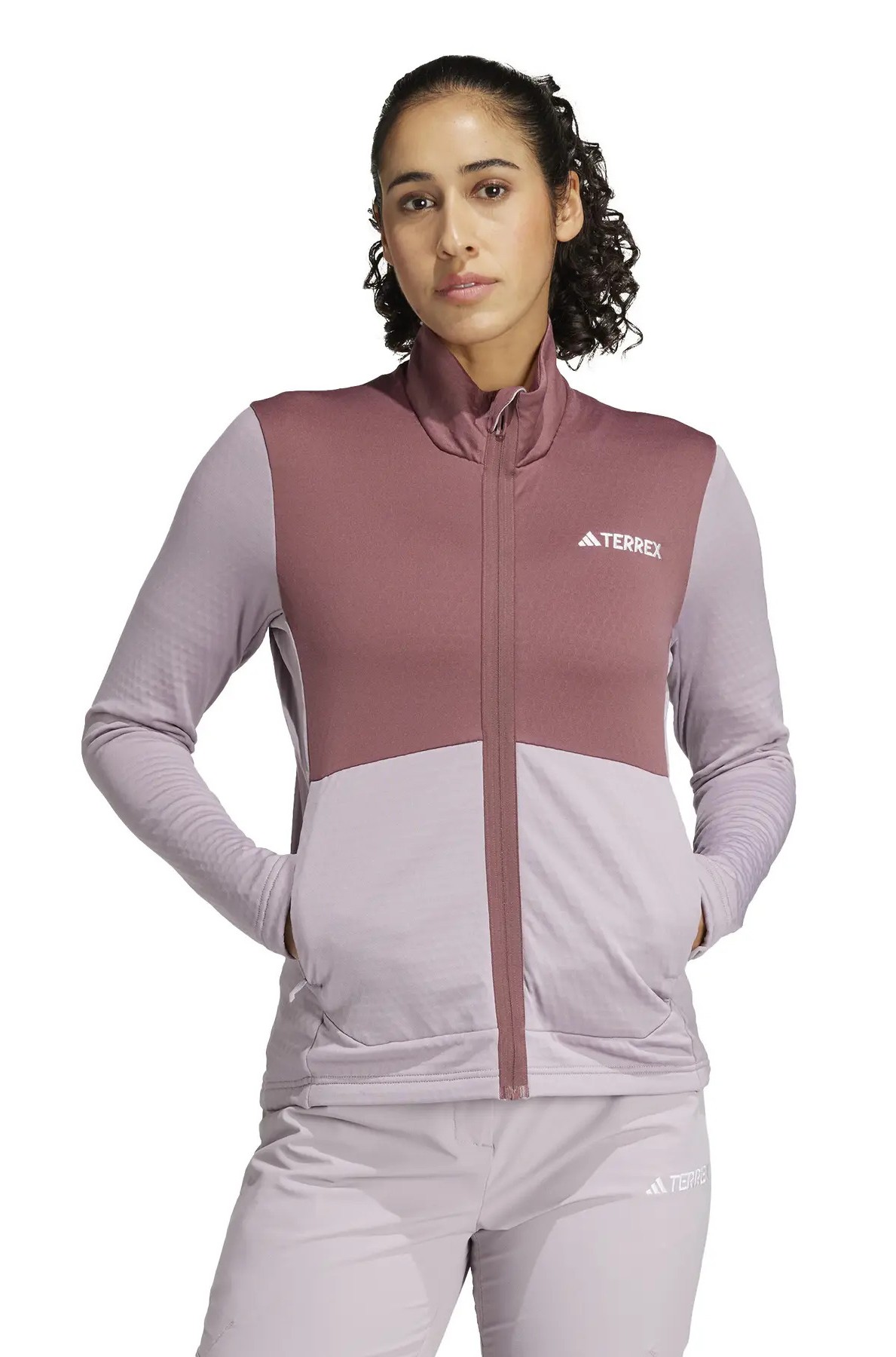 Haut de sport technique zippé femme Adidas W MT LT FL JA Figue Bordeaux Blanc 3