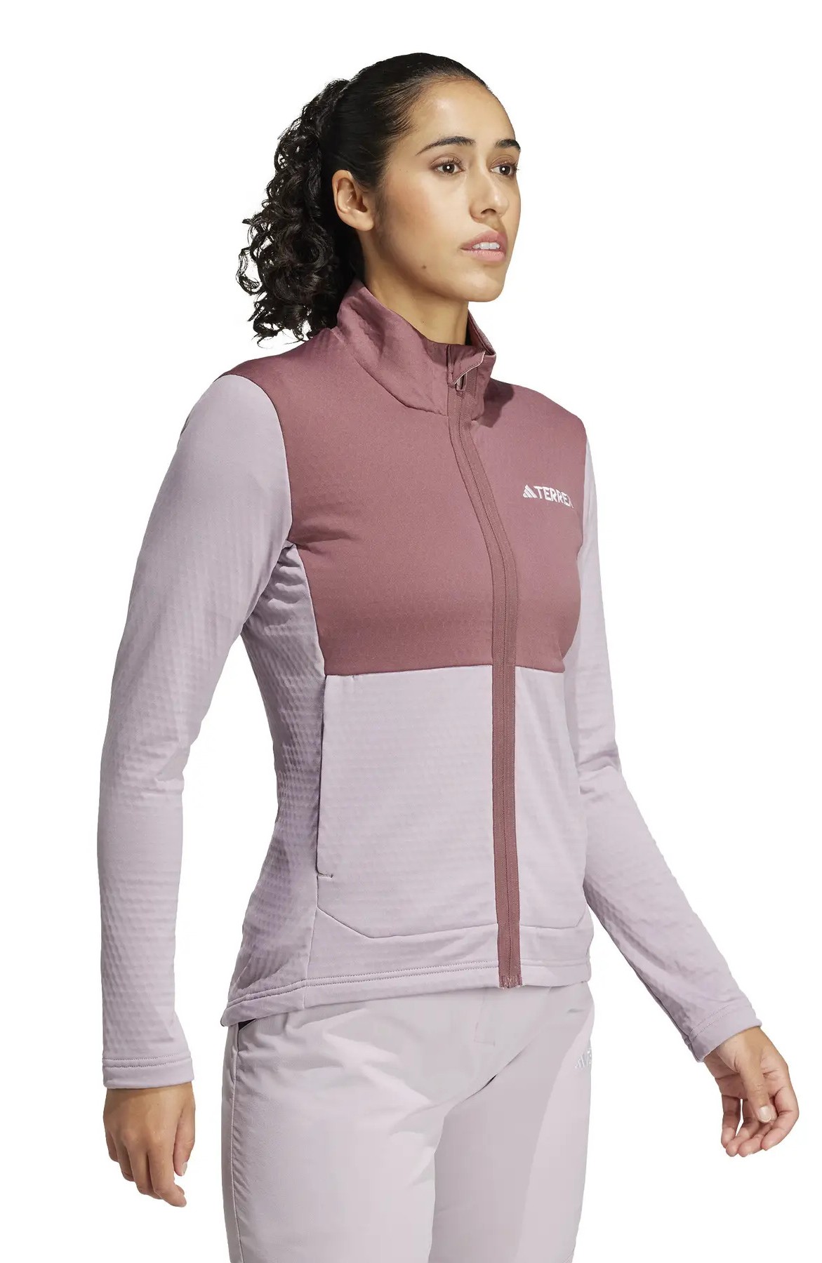 Haut de sport technique zippé femme Adidas W MT LT FL JA Figue Bordeaux Blanc 4