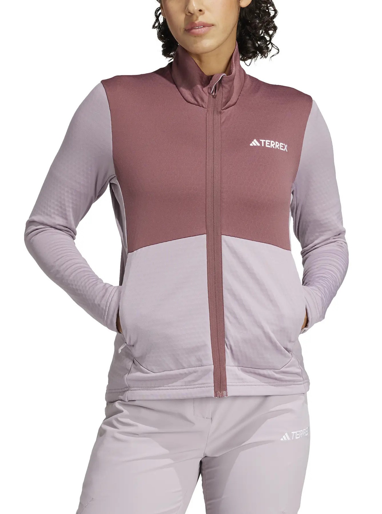 Haut de sport technique zippé femme Adidas W MT LT FL JA Figue Bordeaux Blanc 5