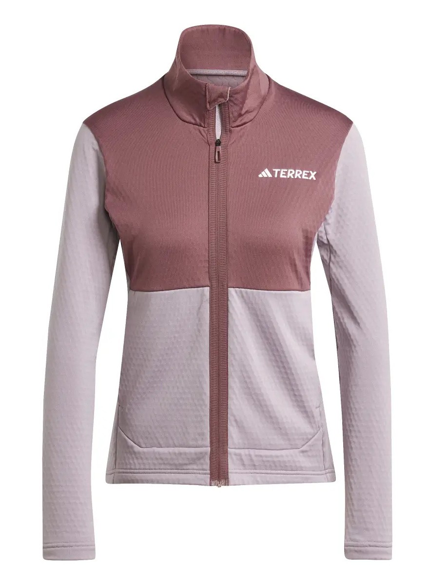 Haut de sport technique zippé femme Adidas W MT LT FL JA Figue Bordeaux Blanc