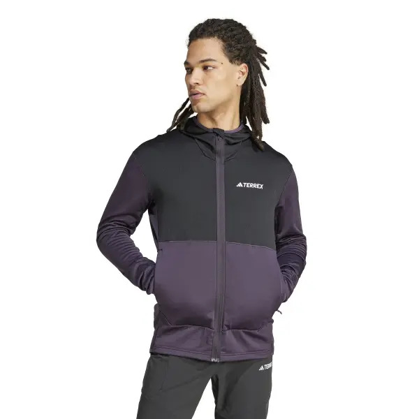 Haut de sport technique à capuche zippé homme Adidas XPR LT FL H J Noir Aubergine Blanc 2