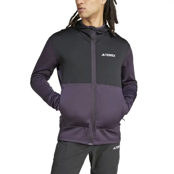 Haut de sport technique à capuche zippé homme Adidas XPR LT FL H J Noir Aubergine Blanc 3