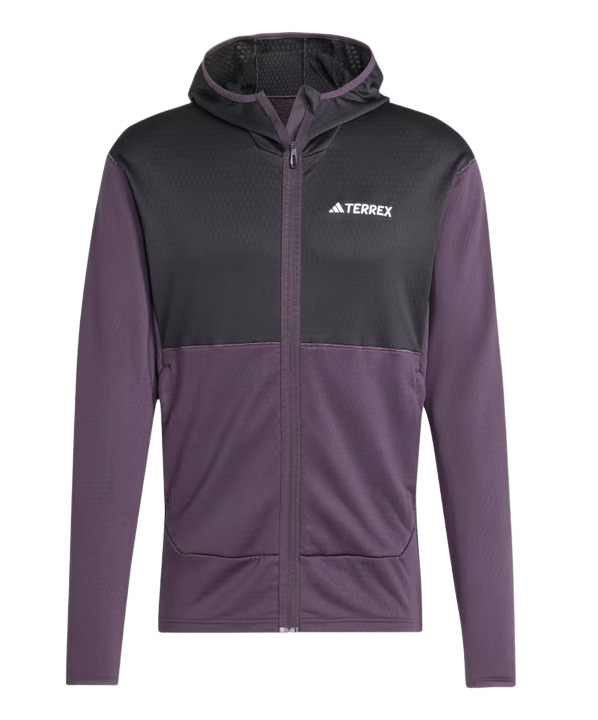 Haut de sport technique à capuche zippé homme Adidas XPR LT FL H J Noir Aubergine Blanc