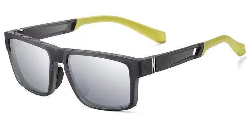 Lunettes de soleil sport verres polarisants unisexe MA Lunette TR7521 Noir gris argent jaune 1