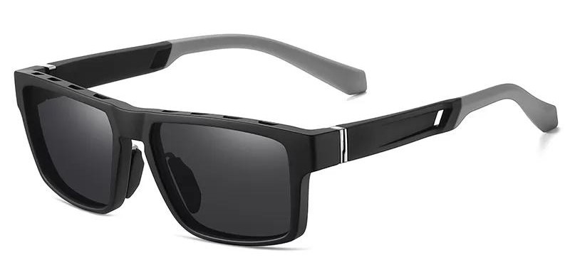 Lunettes de soleil sport verres polarisants unisexe MA Lunette TR7521 Noir gris fumé 1
