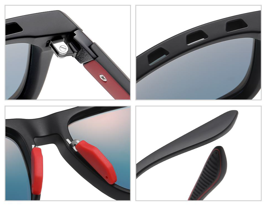 Lunettes de soleil sport verres polarisants unisexe MA Lunette TR7526 Noir Gris argenté 2