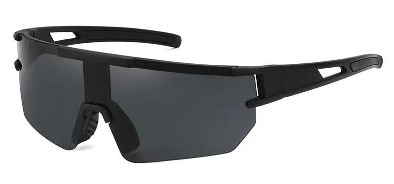 Lunettes de soleil sport à écran panoramique verre polycarbonate unisexe MA Lunette PTE2160 Noir mat fumé 2