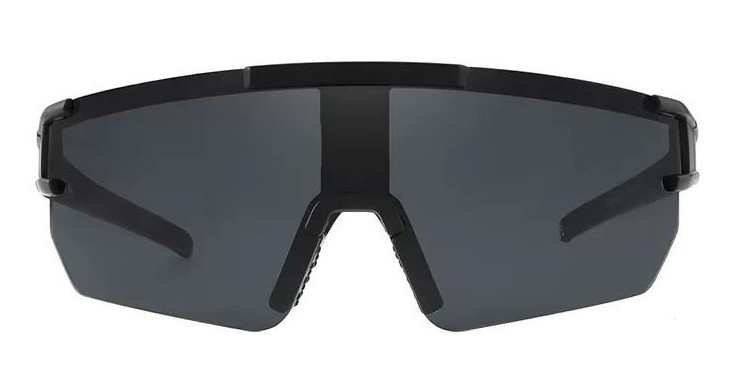 Lunettes de soleil sport à écran panoramique verre polycarbonate unisexe MA Lunette PTE2160 Noir mat fumé 1
