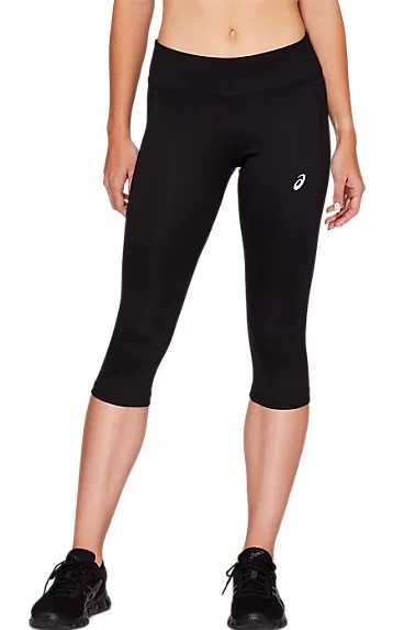 Collant 3-4 (corsaire) femme Asics SPORT RUN KNEE TIGHT Noir Blanc