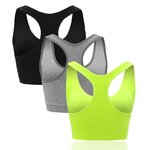 Brassière de sport faible en coutures avec soutien - lot de 3 pièces femme Higher State Noir Gris Jaune fluo (3)