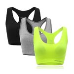 Brassière de sport faible en coutures avec soutien - lot de 3 pièces femme Higher State Noir Gris Jaune fluo (2)