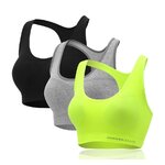 Brassière de sport faible en coutures avec soutien - lot de 3 pièces femme Higher State Noir Gris Jaune fluo (1)