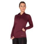 Tee-shirt à manches longues de sport 1-4 zip respirant et proche du corps femme Higher State Violet mûre (1)
