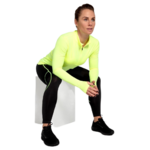 Tee-shirt à manches longues de sport 1-4 zip respirant et proche du corps femme Higher State Jaune fluo (1)