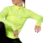 Tee-shirt à manches longues de sport 1-4 zip respirant et proche du corps femme Higher State Jaune fluo (3)