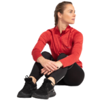 Tee-shirt à manches longues de sport 1-4 zip respirant femme Higher State rouge (3)