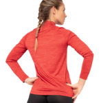 Tee-shirt à manches longues de sport 1-4 zip respirant femme Higher State rouge (4)