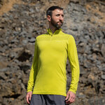 Tee-shirt de sport à manches longues 1-4 zip respirant homme Higher State Lime (2)