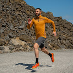 Tee-shirt de sport à manches longues 1-4 zip respirant homme Higher State Orange Moutarde (5)