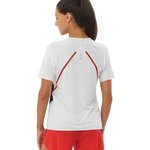 Tee-shirt running trail élite femme Salomon SLAB SPEED TEE W  Blanc Gris Rouge 5