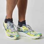 Chaussures running homme Salomon AERO VOLT Blanc Bleu grisé Jaune fluo (4)