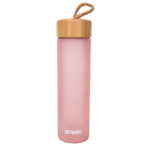 Gourde de sport en verre grande ouverture 600ml Smash Rose Bambou (1)