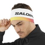 Bandeau extensible et respirant unisexe Salomon Club Line XC blanc jaune orange rouge (1)