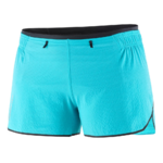 Short running trail femme Salomon SENSE AERO 3'' SHORT W Bleu paon Noir Gris