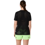 Tee-shirt running à manches courtes ultra respirant femme Asics METARUN TOP Noir Blanc (4)