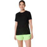 Tee-shirt running à manches courtes ultra respirant femme Asics METARUN TOP Noir Blanc (5)
