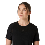 Tee-shirt running à manches courtes ultra respirant femme Asics METARUN TOP Noir Blanc (7)