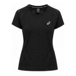 Tee-shirt running à manches courtes ultra respirant femme Asics METARUN TOP Noir Blanc (1)