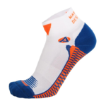 1109 Chaussettes tige courte running-trail RYWAN MARATHON DES SABLES The Legendary Blanc Bleu Orange Fluo