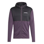 Haut de sport technique à capuche zippé homme Adidas XPR LT FL H J Noir Aubergine Blanc