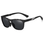 Lunettes de soleil sport verres polarisants unisexe MA Lunette TR7516 Noir mat Gris argenté 1