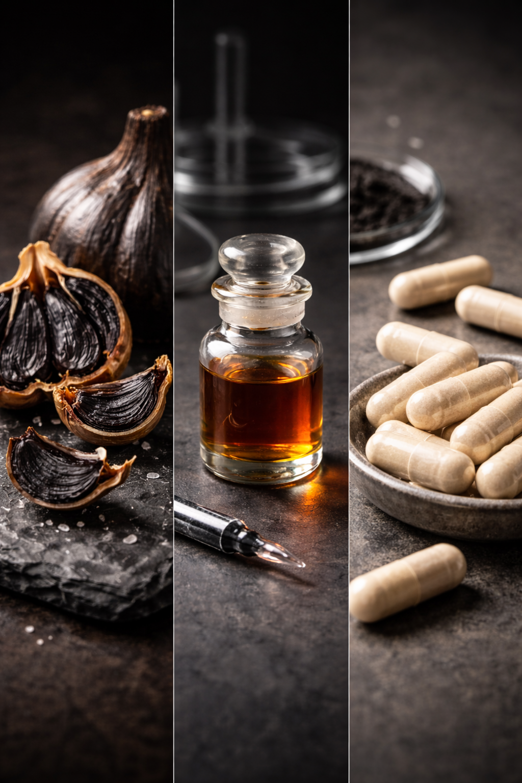 1 produits a base d ail noir en triptyque